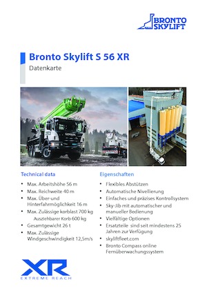 Nacele telescopice montate pe camion Bronto Skylift S 56 XR