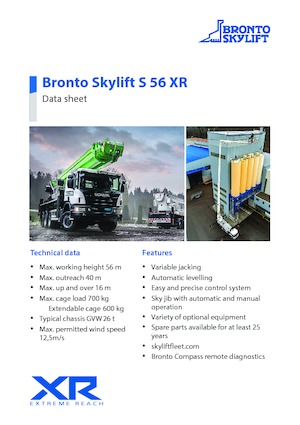 Nacele telescopice montate pe camion Bronto Skylift S 56 XR