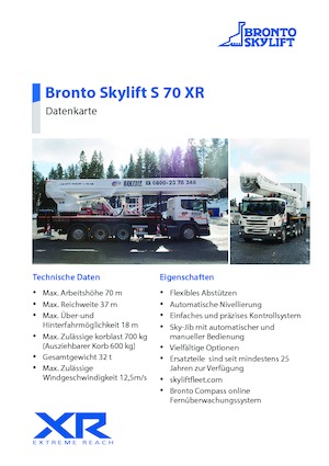 Nacele telescopice montate pe camion Bronto Skylift S 70 XR