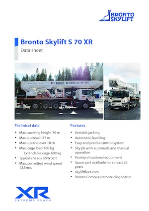 Nacele telescopice montate pe camion Bronto Skylift S 70 XR