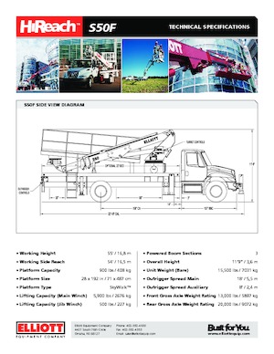 Nacele telescopice montate pe camion Elliott Equipment S50F SkyWalk