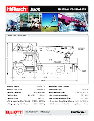 Nacele telescopice montate pe camion Elliott Equipment S50R SkyWalk