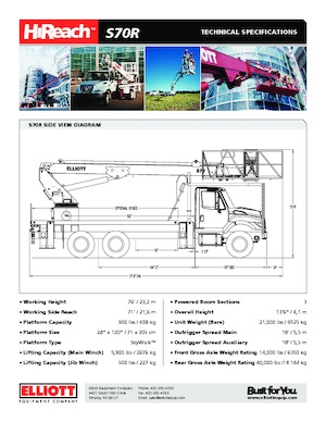 Nacele telescopice montate pe camion Elliott Equipment S70R SkyWalk
