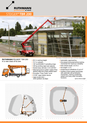 Nacele telescopice montate pe camion Ruthmann TBR 200