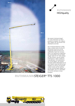 Nacele telescopice montate pe camion Ruthmann TTS 1000