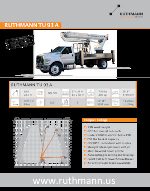 Nacele telescopice montate pe camion Ruthmann TU-93A 