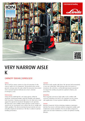 Stivuitoare special echipate care operează în spații foarte înguste Linde K 0.9