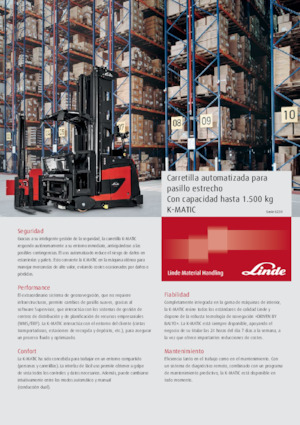 Stivuitoare special echipate care operează în spații foarte înguste Linde K-MATIC 1.5