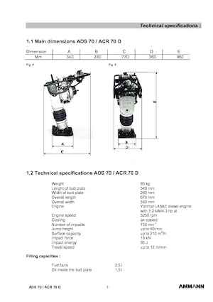 Maiuri compactoare pe benzină și Diesel Ammann ADS 70