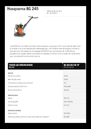 Șlefuitoare de beton Husqvarna BG 245