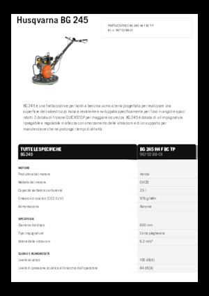 Șlefuitoare de beton Husqvarna BG 245