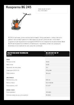 Șlefuitoare de beton Husqvarna BG 245