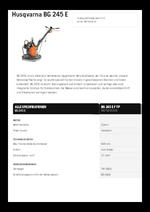 Șlefuitoare de beton Husqvarna BG 245E