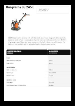 Șlefuitoare de beton Husqvarna BG 245E