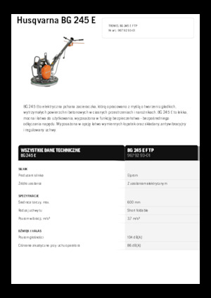 Șlefuitoare de beton Husqvarna BG 245E