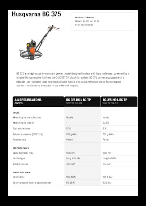 Șlefuitoare de beton Husqvarna BG 375