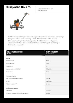 Șlefuitoare de beton Husqvarna BG 475