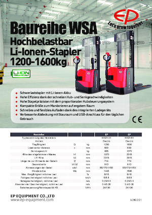 Stackere (transpaleți) mobile EP WSA121