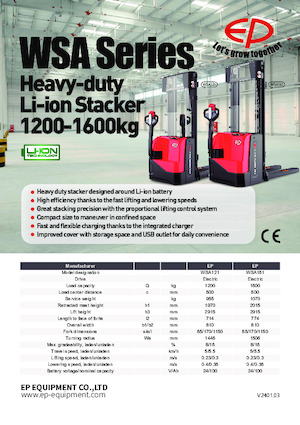 Stackere (transpaleți) mobile EP WSA121