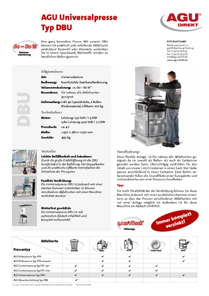 Prese pentru deșeuri AGU DBU-Tandem