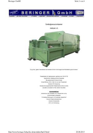 Prese pentru deșeuri Beringer reducer x 5 MB