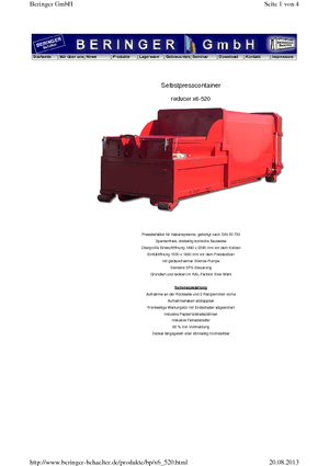 Prese pentru deșeuri Beringer reducer x 6-520 MB