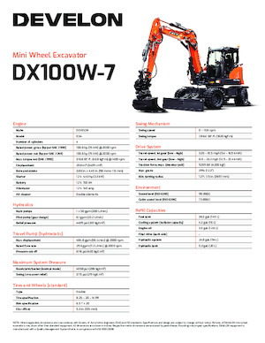 Excavatoare pe roți Develon DX100W-7 