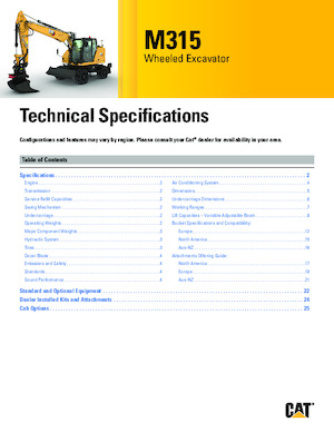 Excavatoare pe roți Caterpillar M315