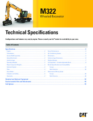 Excavatoare pe roți Caterpillar M322