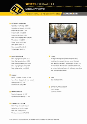 Excavatoare pe roți PowerPlus PP130W-IX 