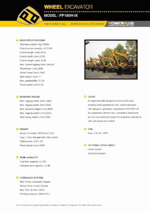 Excavatoare pe roți PowerPlus PP180W-IX
