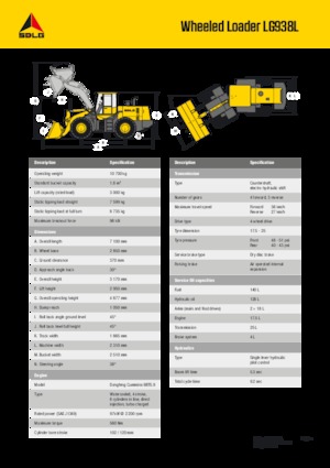 Încărcătoare pe roți SDLG LG938L
