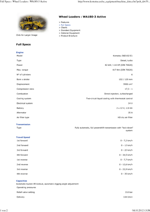 Încărcătoare pe roți Komatsu WA180 active