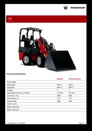 Încărcătoare (pe roți, cu cupă sau furci) Weidemann 1140