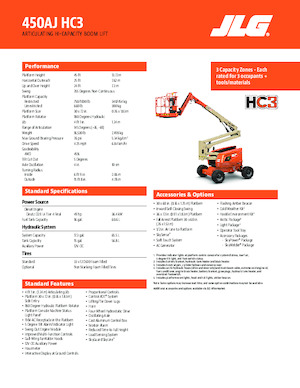Nacele cu braț articulat pe roți JLG 450AJ HC3