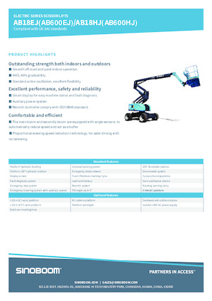 Nacele cu braț articulat pe roți Sinoboom AB18HJ 
