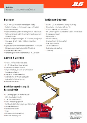 Nacele cu braț articulat pe roți JLG E400AN