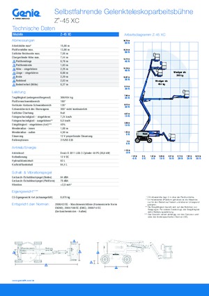 Nacele cu braț articulat pe roți Genie Z™-45 XC
