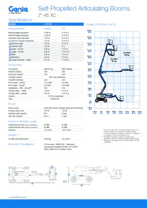 Nacele cu braț articulat pe roți Genie Z™-45 XC