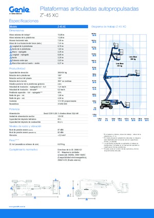 Nacele cu braț articulat pe roți Genie Z™-45 XC