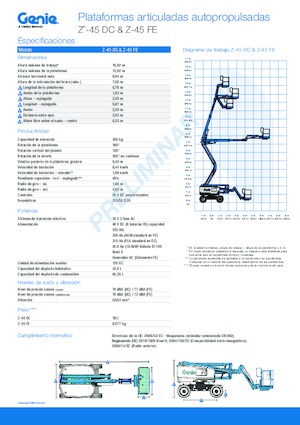 Nacele cu braț articulat pe roți Genie Z-45 DC