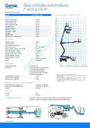 Nacele cu braț articulat pe roți Genie Z-45 DC