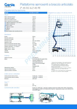 Nacele cu braț articulat pe roți Genie Z-45 DC