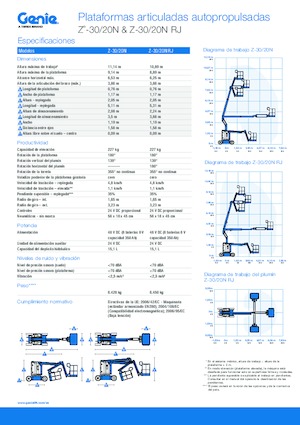Nacele cu braț articulat pe roți Genie Z-30/20N RJ