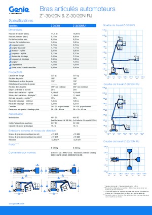 Nacele cu braț articulat pe roți Genie Z-30/20N RJ