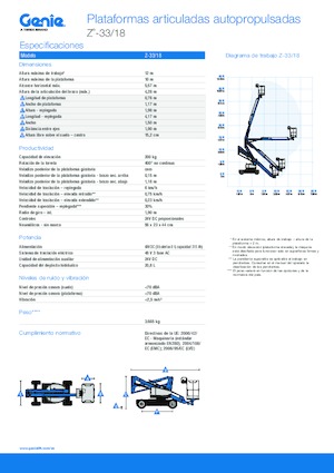 Nacele cu braț articulat pe roți Genie Z-33/18