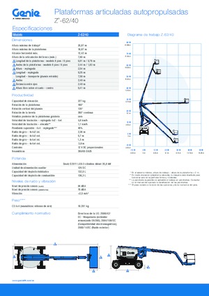 Nacele cu braț articulat pe roți Genie Z-62/40