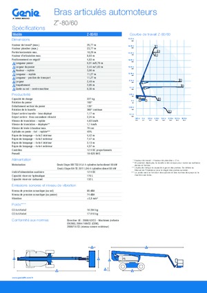 Nacele cu braț articulat pe roți Genie Z-80/60