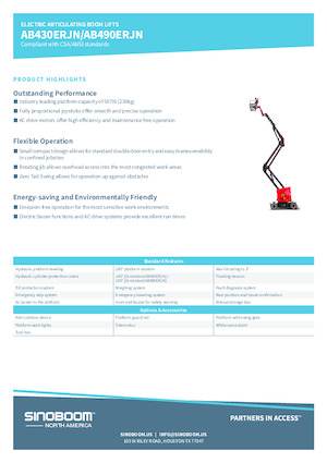 Nacele cu braț articulat pe roți Sinoboom AB490ERJN