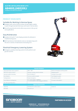 Nacele cu braț articulat pe roți Sinoboom AB460EJ